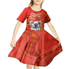 personalised-australia-koala-christmas-kid-short-sleeve-dress-aboriginal-art-with-golden-wattle