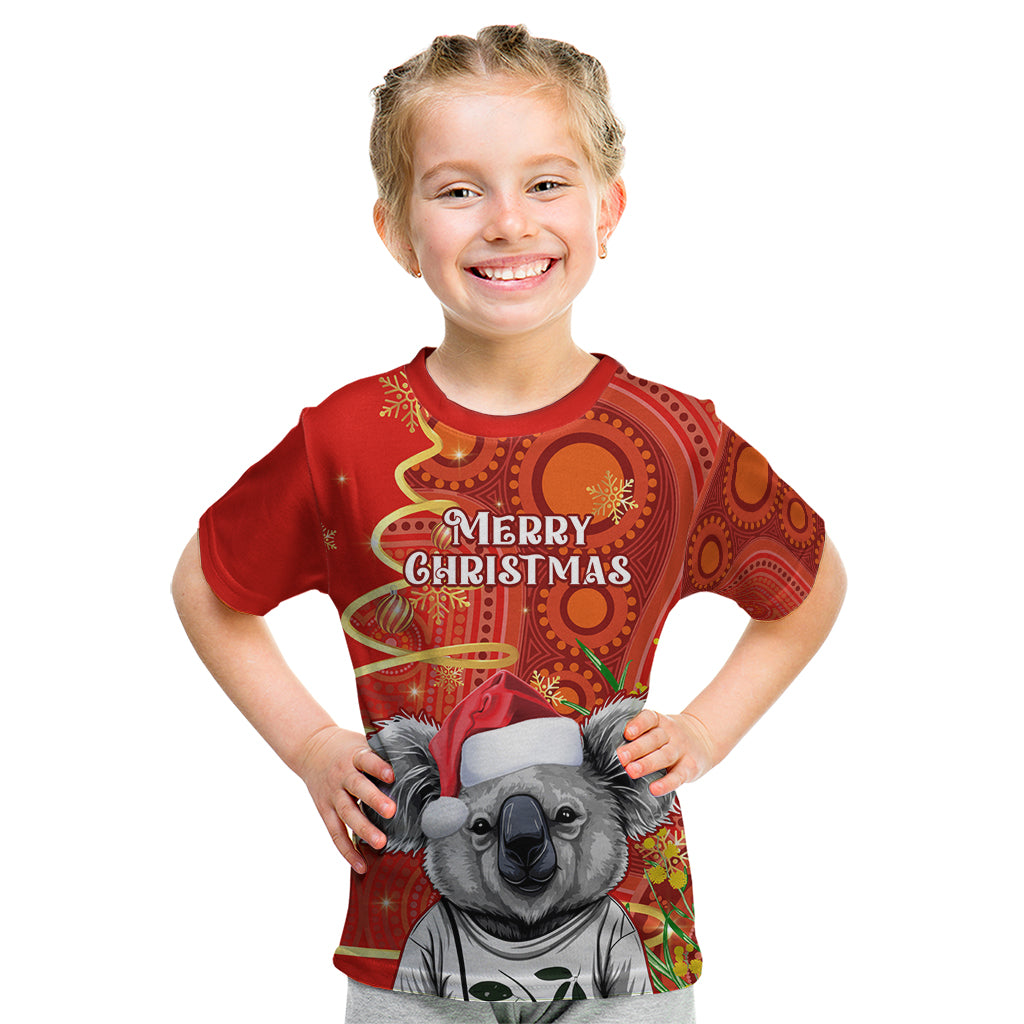 personalised-australia-koala-christmas-kid-t-shirt-aboriginal-art-with-golden-wattle