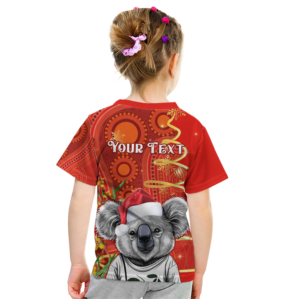 personalised-australia-koala-christmas-kid-t-shirt-aboriginal-art-with-golden-wattle