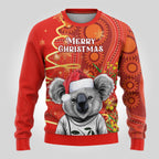 personalised-australia-koala-christmas-ugly-christmas-sweater-aboriginal-art-with-golden-wattle