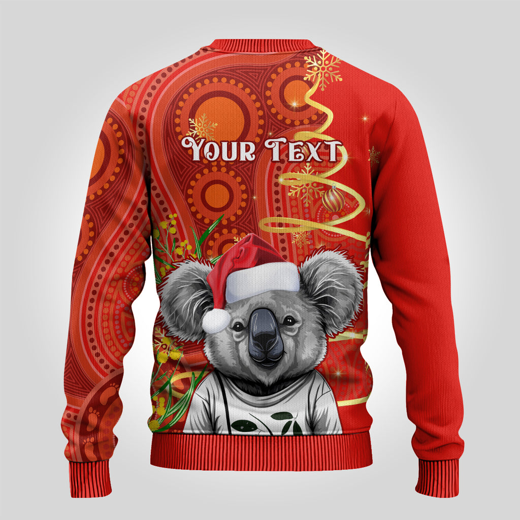 personalised-australia-koala-christmas-ugly-christmas-sweater-aboriginal-art-with-golden-wattle