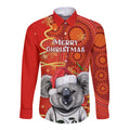personalised-australia-koala-christmas-long-sleeve-button-shirt-aboriginal-art-with-golden-wattle