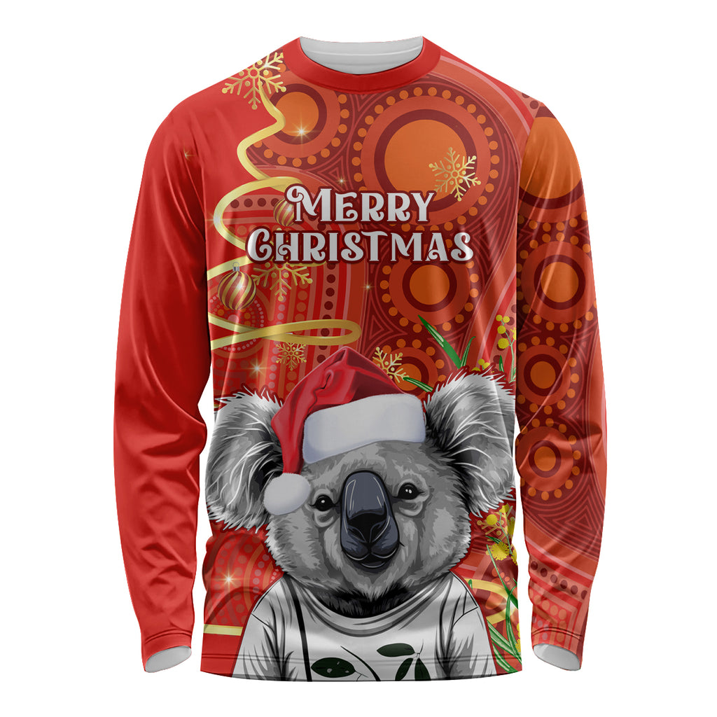 personalised-australia-koala-christmas-long-sleeve-shirt-aboriginal-art-with-golden-wattle