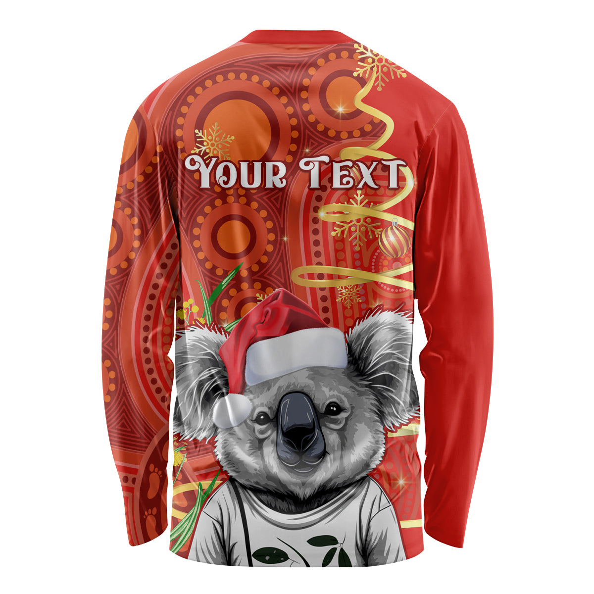 personalised-australia-koala-christmas-long-sleeve-shirt-aboriginal-art-with-golden-wattle