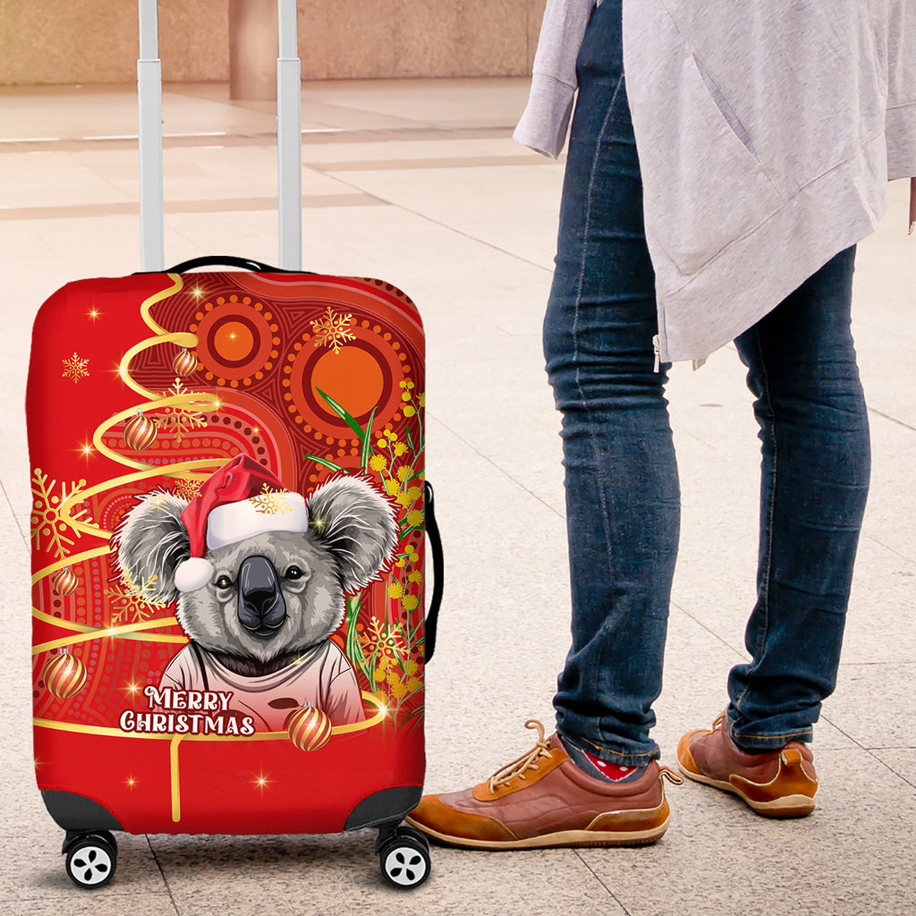 personalised-australia-koala-christmas-luggage-cover-aboriginal-art-with-golden-wattle