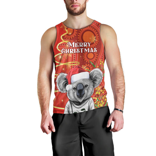 personalised-australia-koala-christmas-men-tank-top-aboriginal-art-with-golden-wattle
