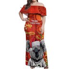 personalised-australia-koala-christmas-off-shoulder-maxi-dress-aboriginal-art-with-golden-wattle