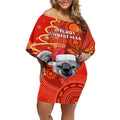 personalised-australia-koala-christmas-off-shoulder-short-dress-aboriginal-art-with-golden-wattle