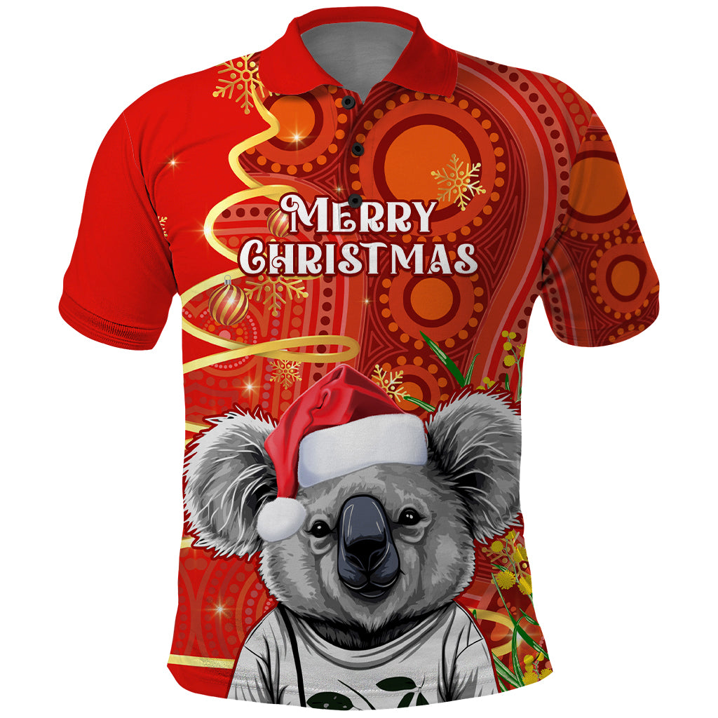 personalised-australia-koala-christmas-polo-shirt-aboriginal-art-with-golden-wattle