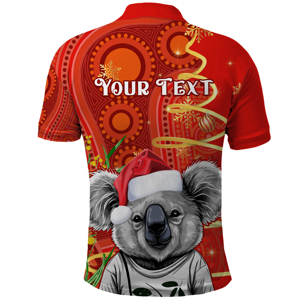 personalised-australia-koala-christmas-polo-shirt-aboriginal-art-with-golden-wattle