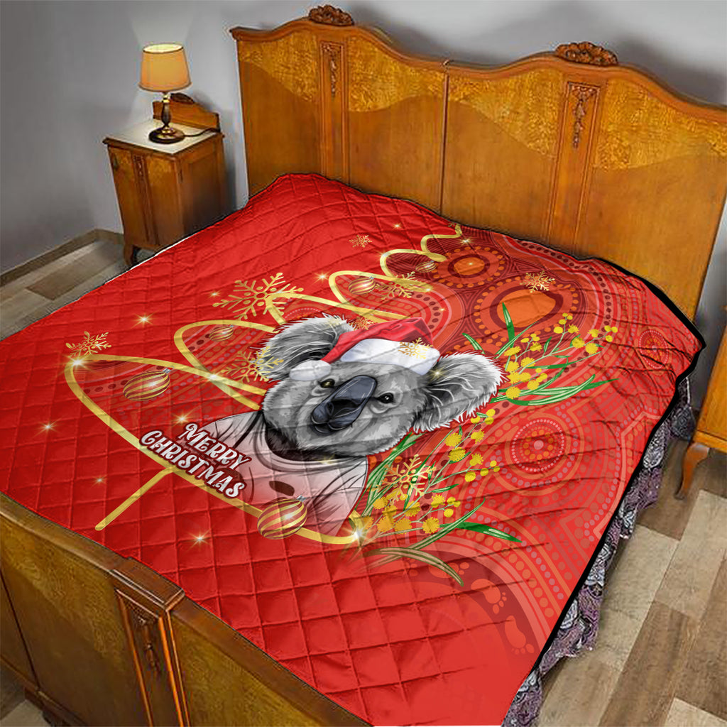 personalised-australia-koala-christmas-quilt-aboriginal-art-with-golden-wattle