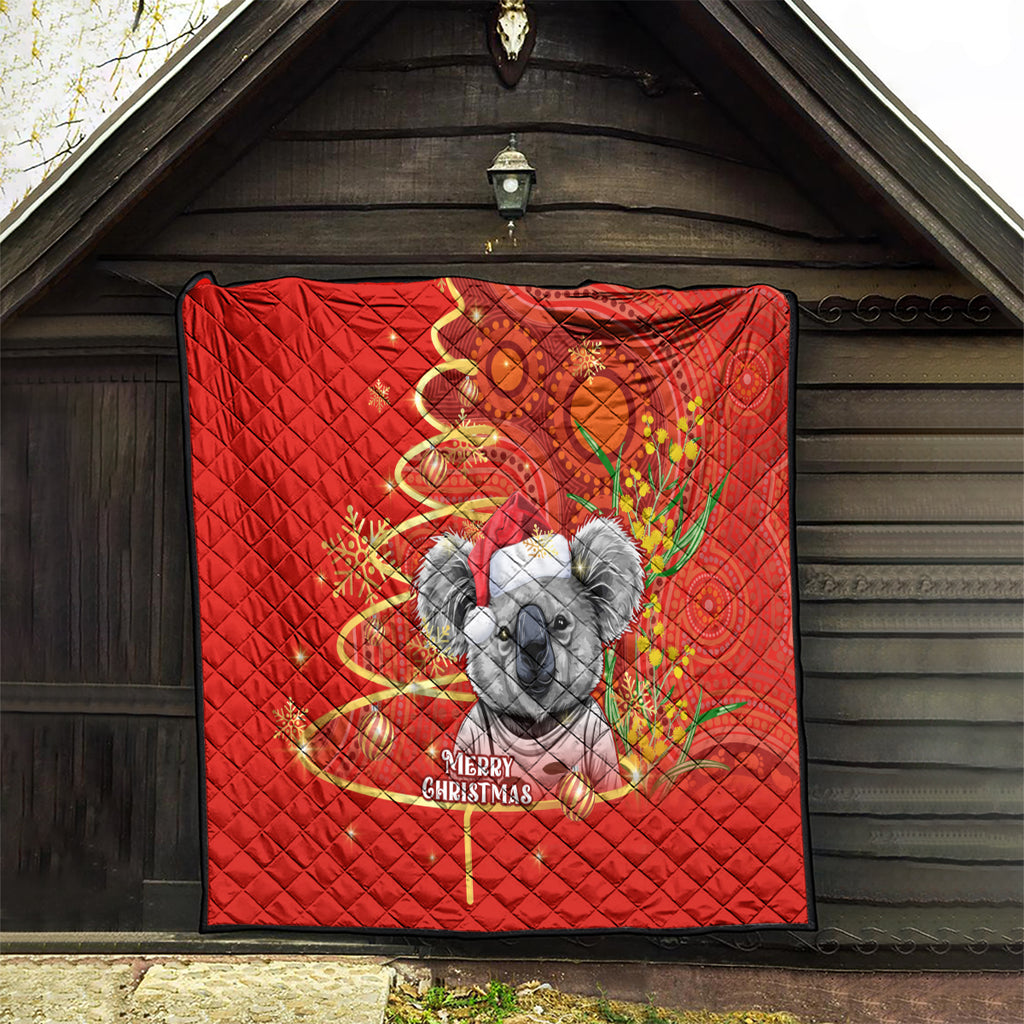 personalised-australia-koala-christmas-quilt-aboriginal-art-with-golden-wattle