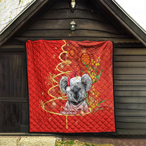 personalised-australia-koala-christmas-quilt-aboriginal-art-with-golden-wattle
