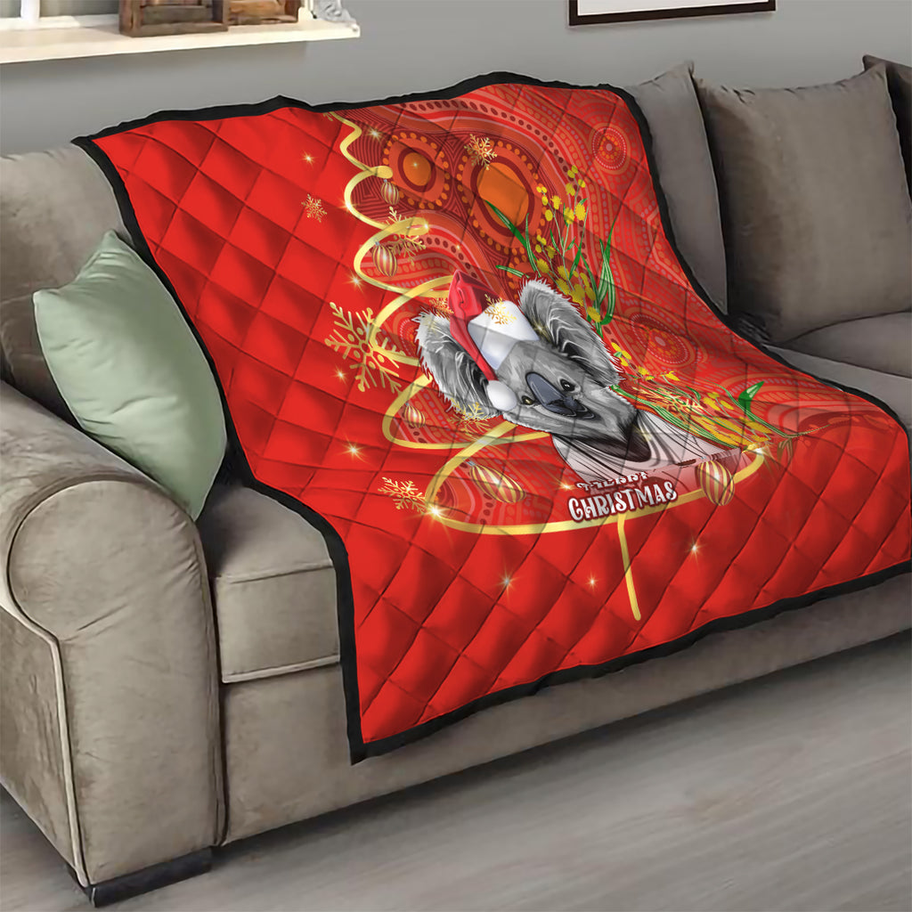 personalised-australia-koala-christmas-quilt-aboriginal-art-with-golden-wattle