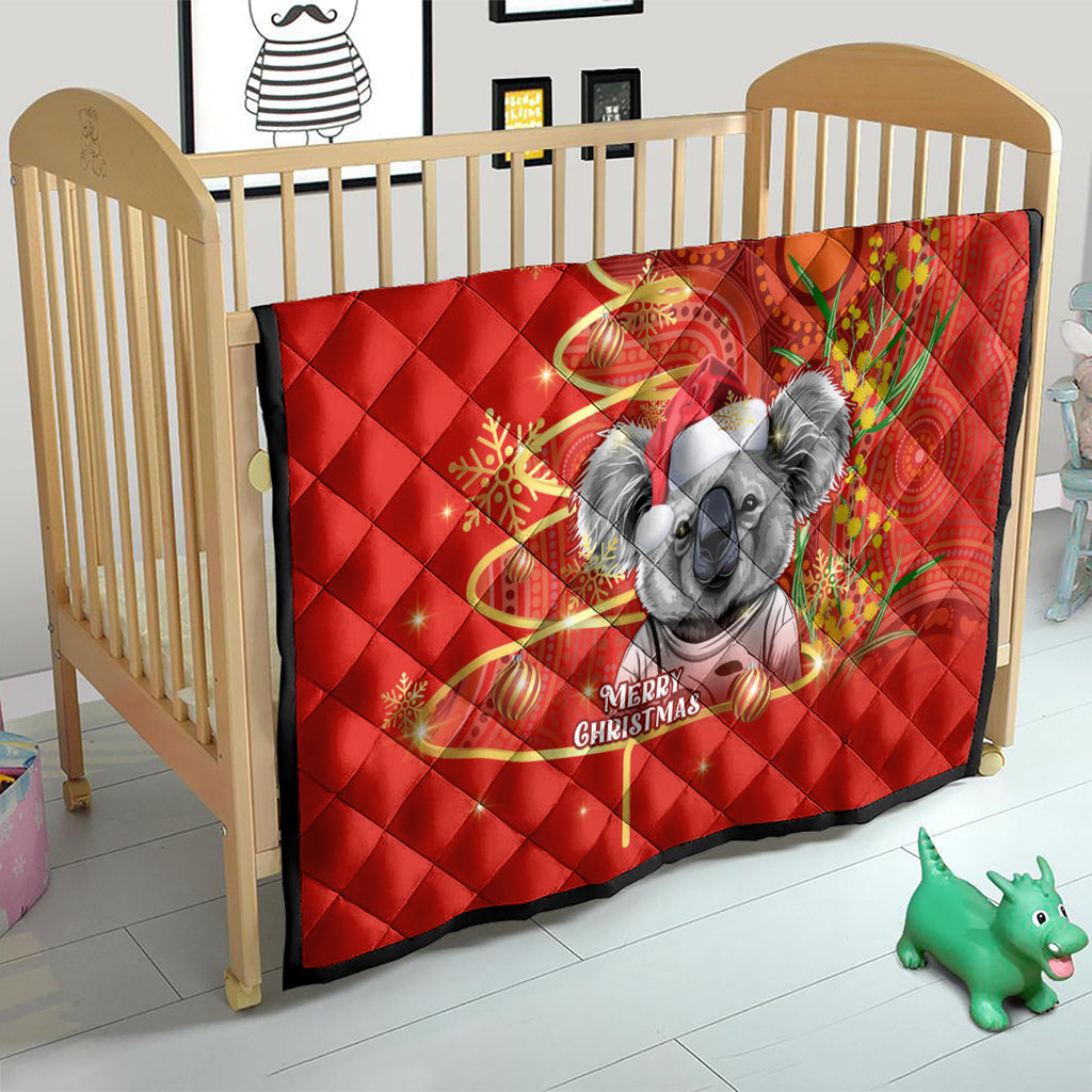personalised-australia-koala-christmas-quilt-aboriginal-art-with-golden-wattle