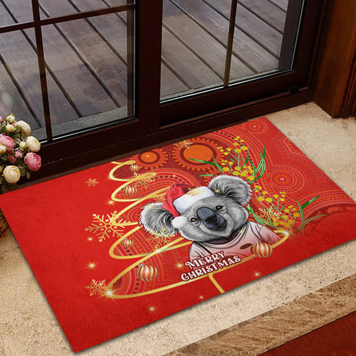 personalised-australia-koala-christmas-rubber-doormat-aboriginal-art-with-golden-wattle