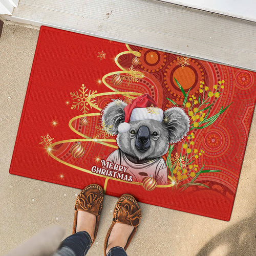 personalised-australia-koala-christmas-rubber-doormat-aboriginal-art-with-golden-wattle