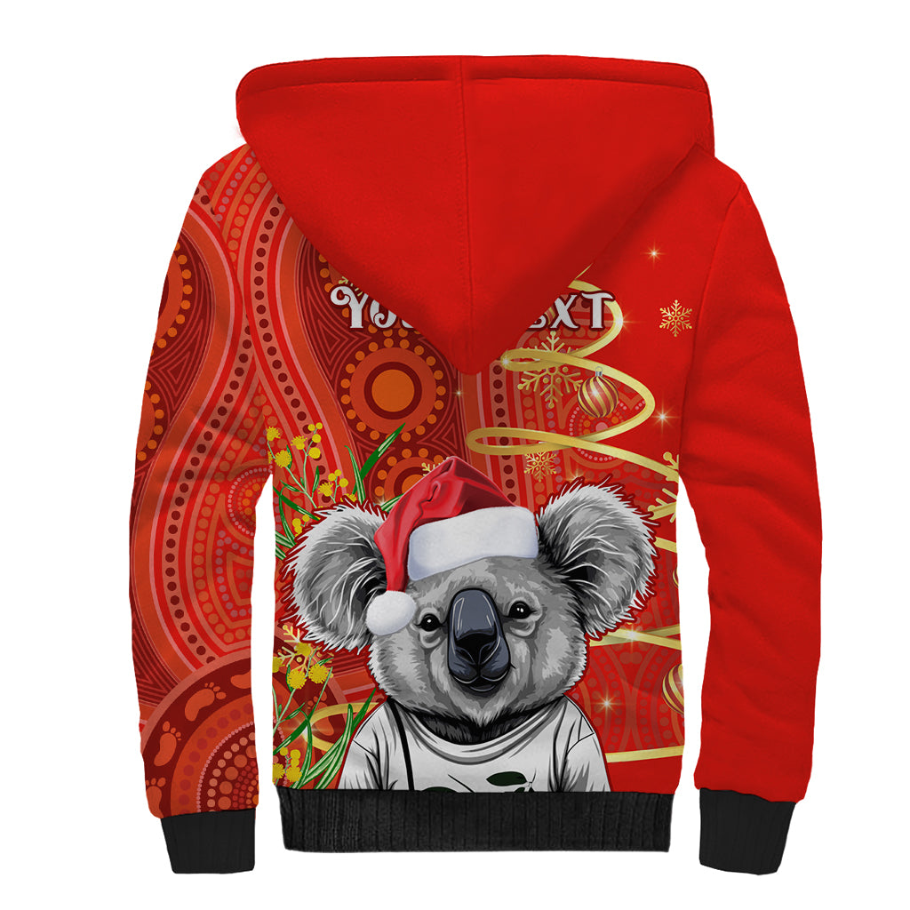 personalised-australia-koala-christmas-sherpa-hoodie-aboriginal-art-with-golden-wattle