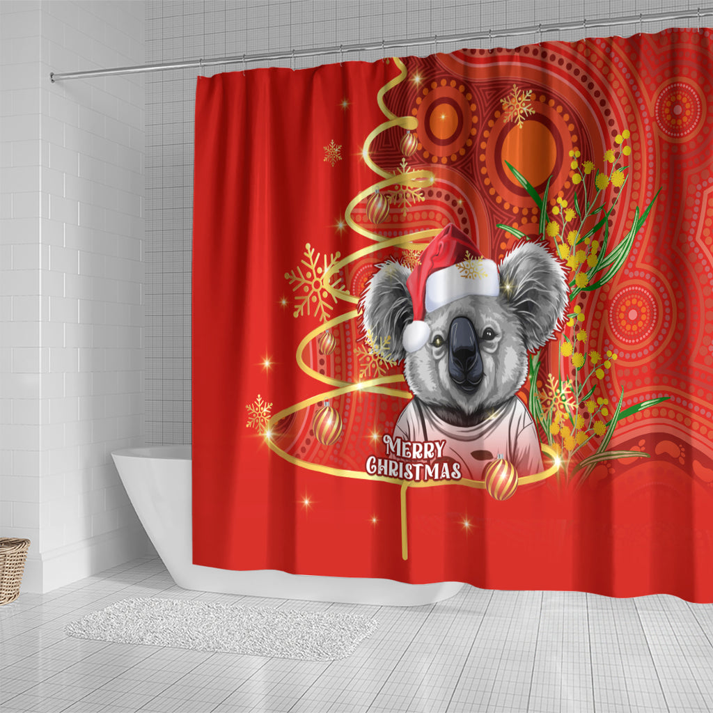 personalised-australia-koala-christmas-shower-curtain-aboriginal-art-with-golden-wattle