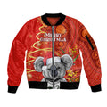 personalised-australia-koala-christmas-sleeve-zip-bomber-jacket-aboriginal-art-with-golden-wattle