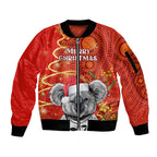 personalised-australia-koala-christmas-sleeve-zip-bomber-jacket-aboriginal-art-with-golden-wattle