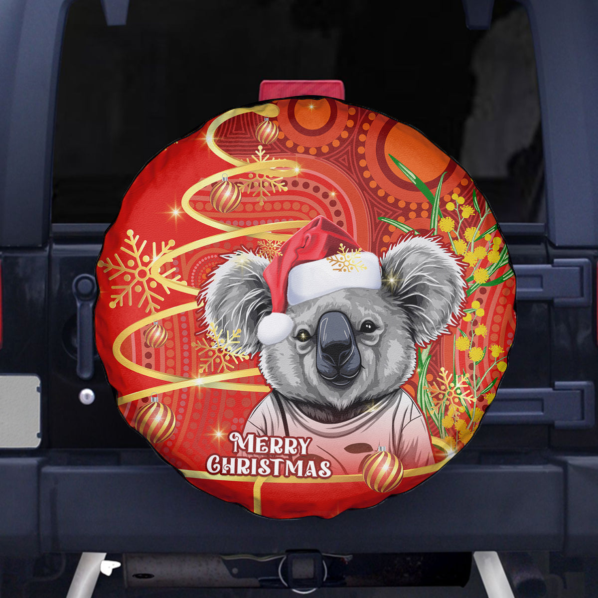 personalised-australia-koala-christmas-spare-tire-cover-aboriginal-art-with-golden-wattle