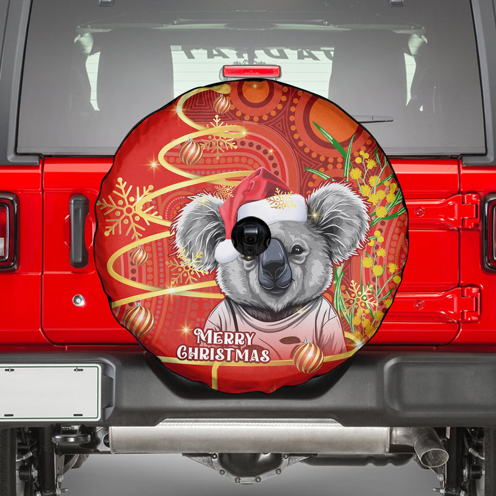 personalised-australia-koala-christmas-spare-tire-cover-aboriginal-art-with-golden-wattle