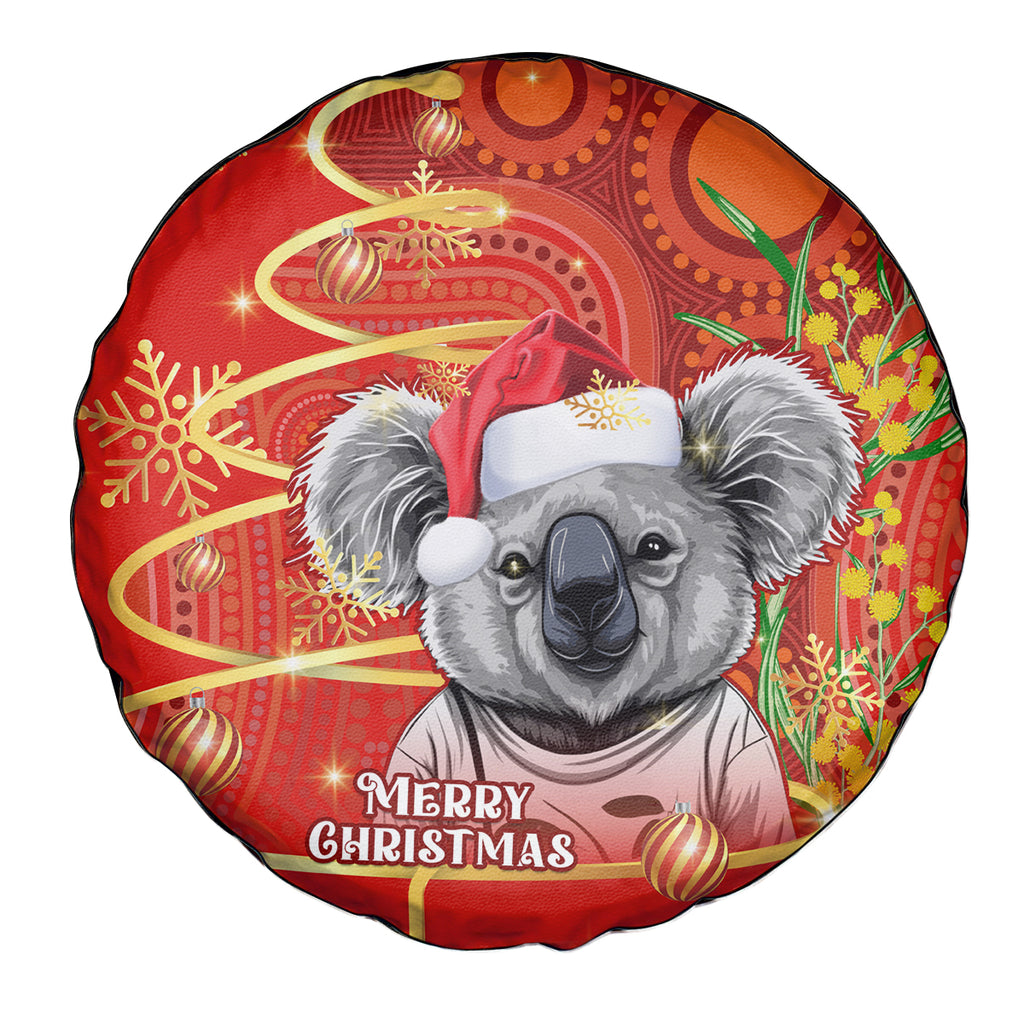 personalised-australia-koala-christmas-spare-tire-cover-aboriginal-art-with-golden-wattle