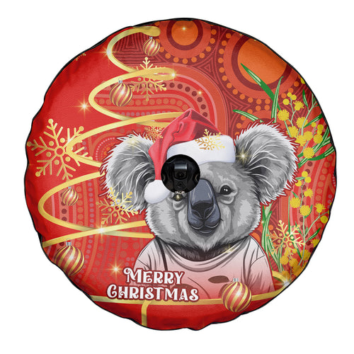 personalised-australia-koala-christmas-spare-tire-cover-aboriginal-art-with-golden-wattle