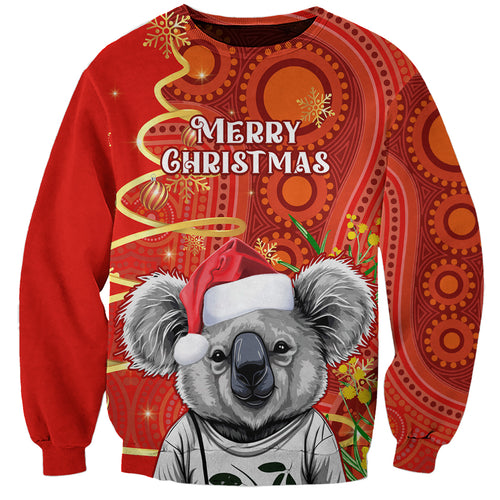 personalised-australia-koala-christmas-sweatshirt-aboriginal-art-with-golden-wattle