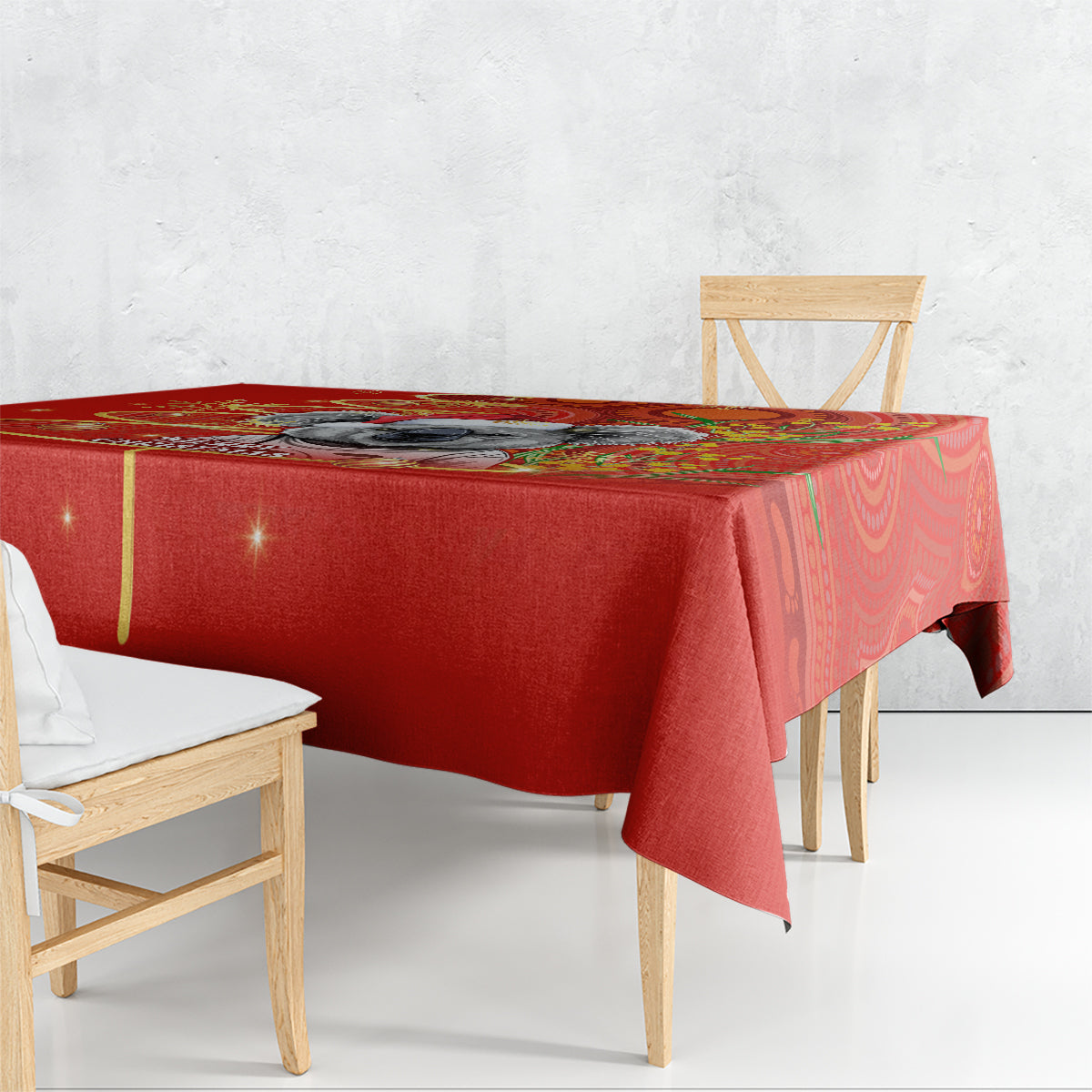 personalised-australia-koala-christmas-tablecloth-aboriginal-art-with-golden-wattle