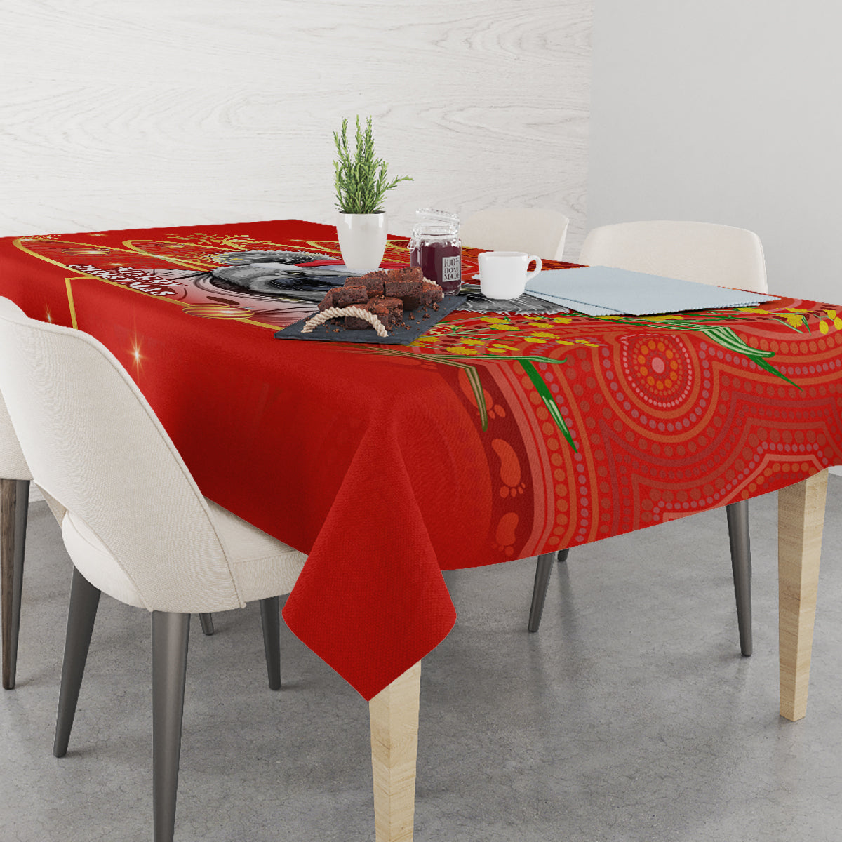 personalised-australia-koala-christmas-tablecloth-aboriginal-art-with-golden-wattle