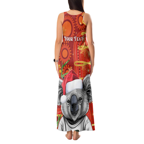 personalised-australia-koala-christmas-tank-maxi-dress-aboriginal-art-with-golden-wattle