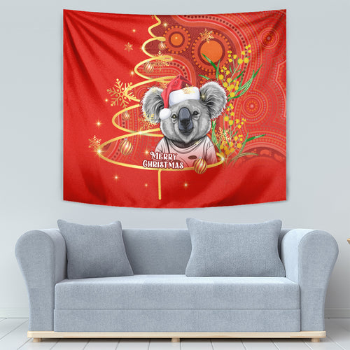 personalised-australia-koala-christmas-tapestry-aboriginal-art-with-golden-wattle