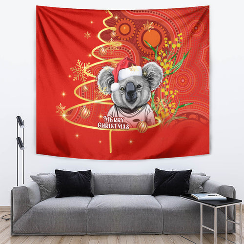 personalised-australia-koala-christmas-tapestry-aboriginal-art-with-golden-wattle
