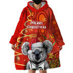 personalised-australia-koala-christmas-wearable-blanket-hoodie-aboriginal-art-with-golden-wattle