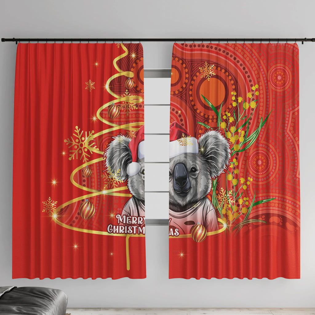 personalised-australia-koala-christmas-window-curtain-aboriginal-art-with-golden-wattle