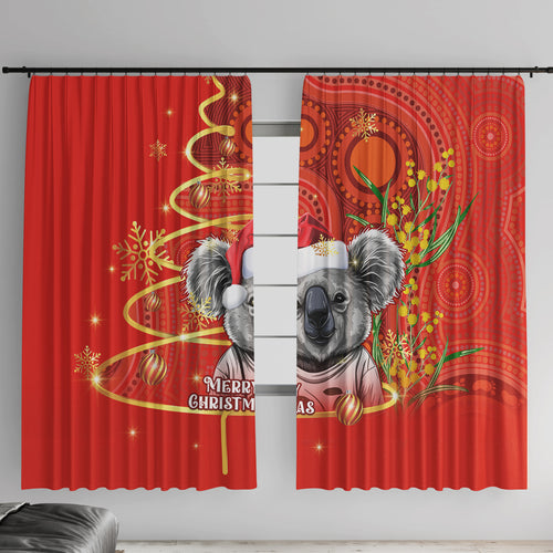 personalised-australia-koala-christmas-window-curtain-aboriginal-art-with-golden-wattle