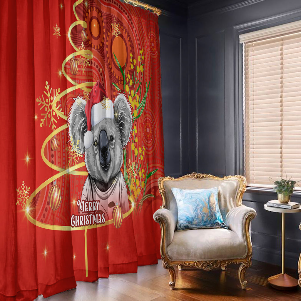 personalised-australia-koala-christmas-window-curtain-aboriginal-art-with-golden-wattle