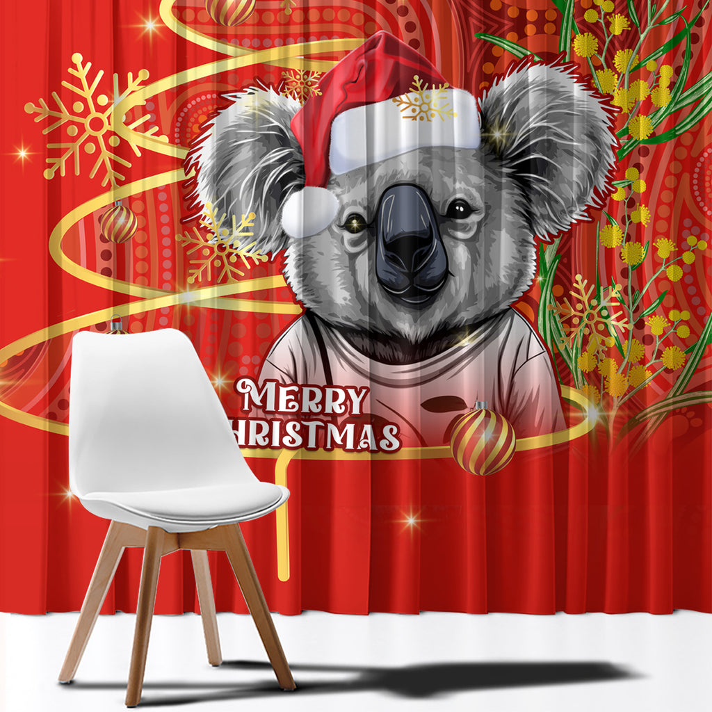 personalised-australia-koala-christmas-window-curtain-aboriginal-art-with-golden-wattle