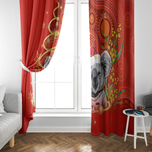 personalised-australia-koala-christmas-window-curtain-aboriginal-art-with-golden-wattle