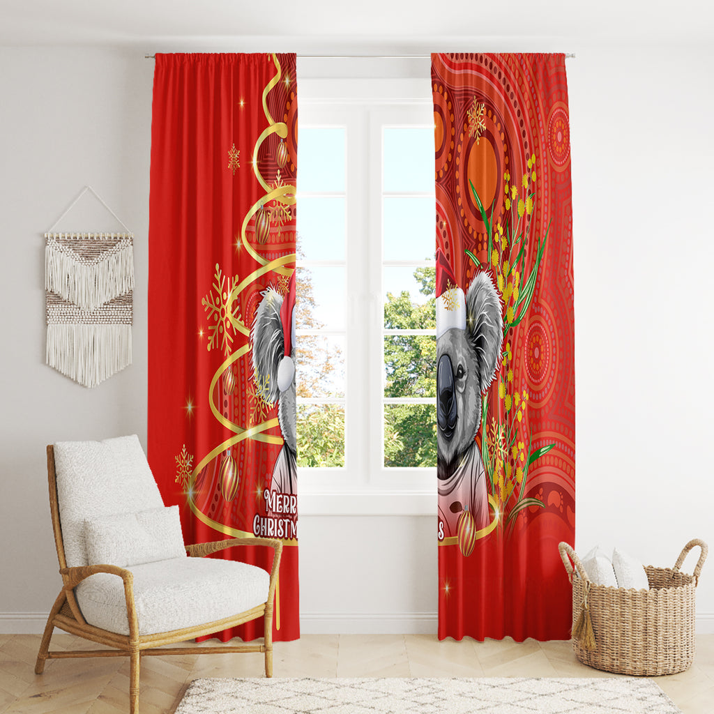 personalised-australia-koala-christmas-window-curtain-aboriginal-art-with-golden-wattle