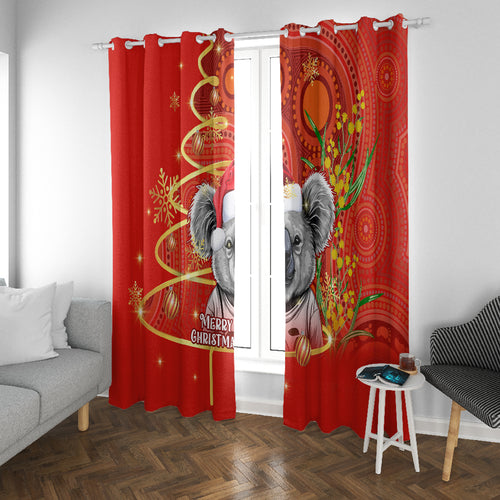 personalised-australia-koala-christmas-window-curtain-aboriginal-art-with-golden-wattle