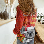 personalised-australia-koala-christmas-women-casual-shirt-aboriginal-art-with-golden-wattle