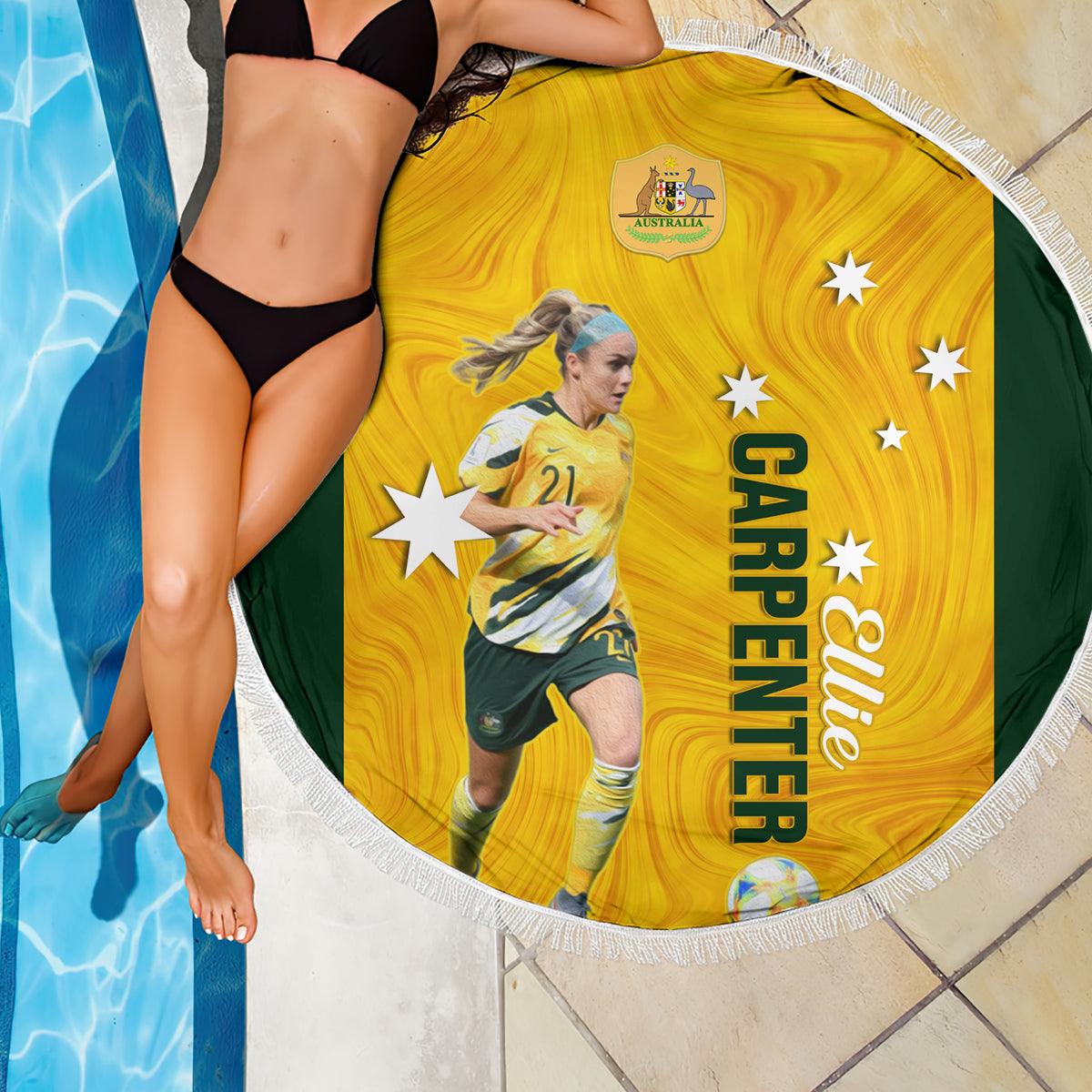australia-soccer-beach-blanket-ellie-carpenter-matildas-gold-version