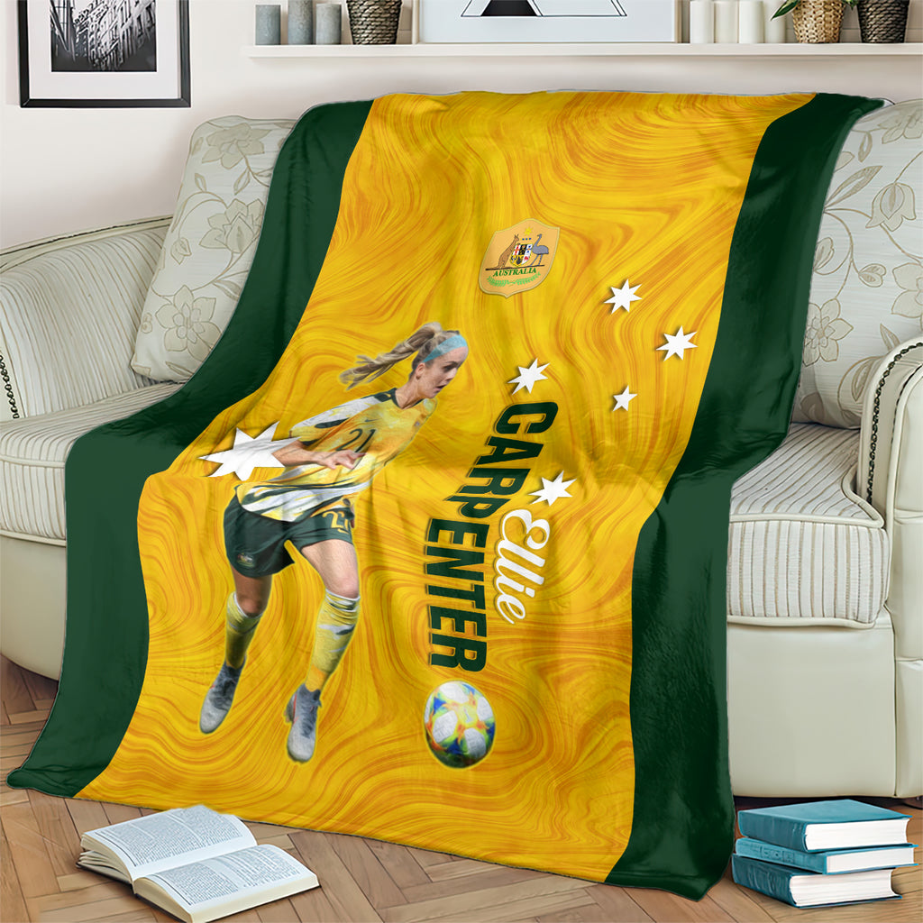 australia-soccer-blanket-ellie-carpenter-matildas-gold-version