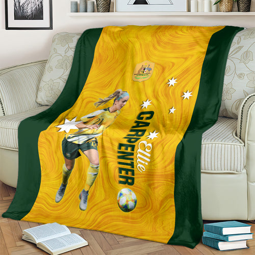 australia-soccer-blanket-ellie-carpenter-matildas-gold-version