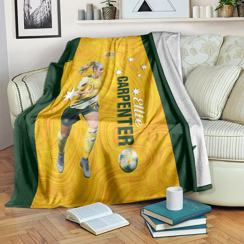 australia-soccer-blanket-ellie-carpenter-matildas-gold-version