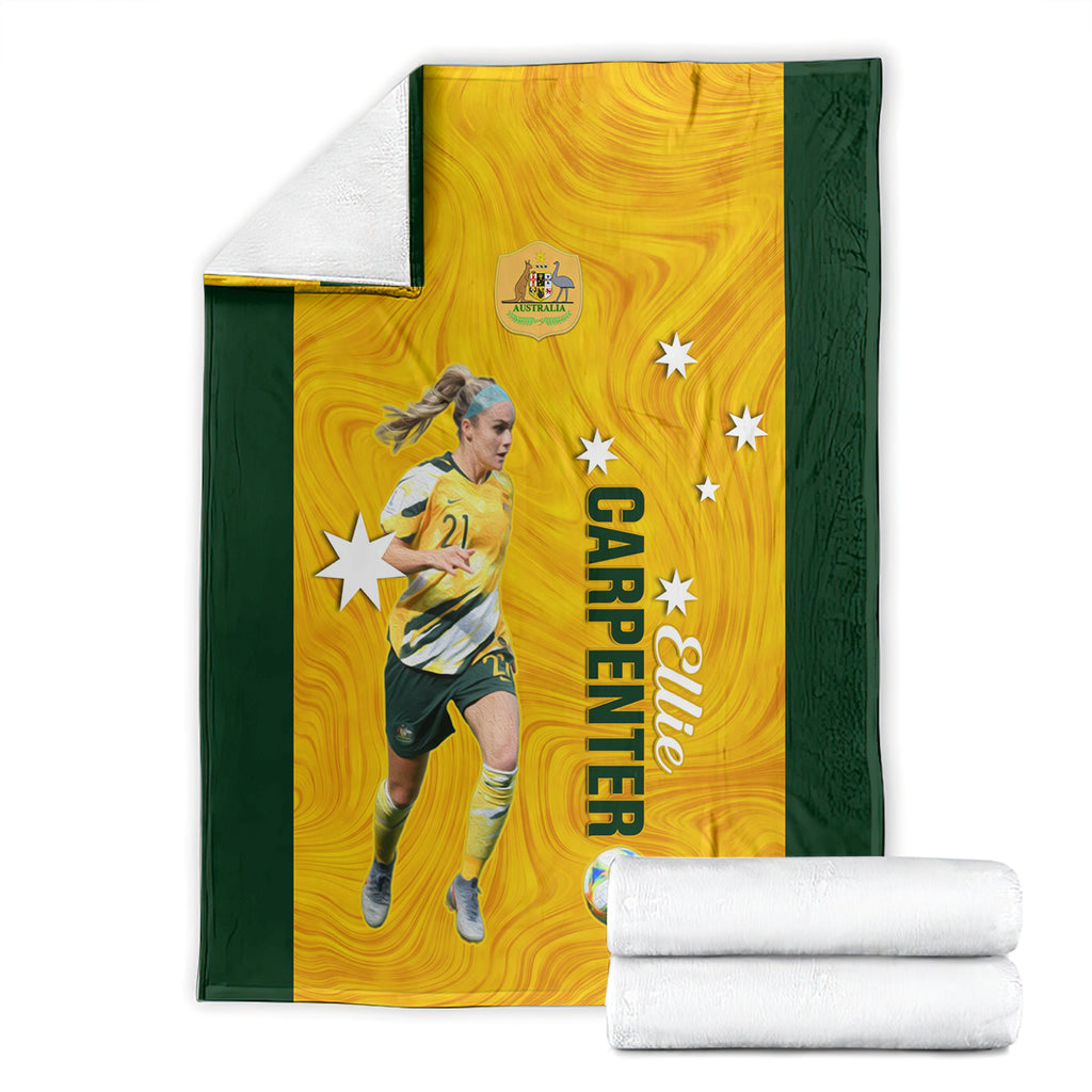 australia-soccer-blanket-ellie-carpenter-matildas-gold-version