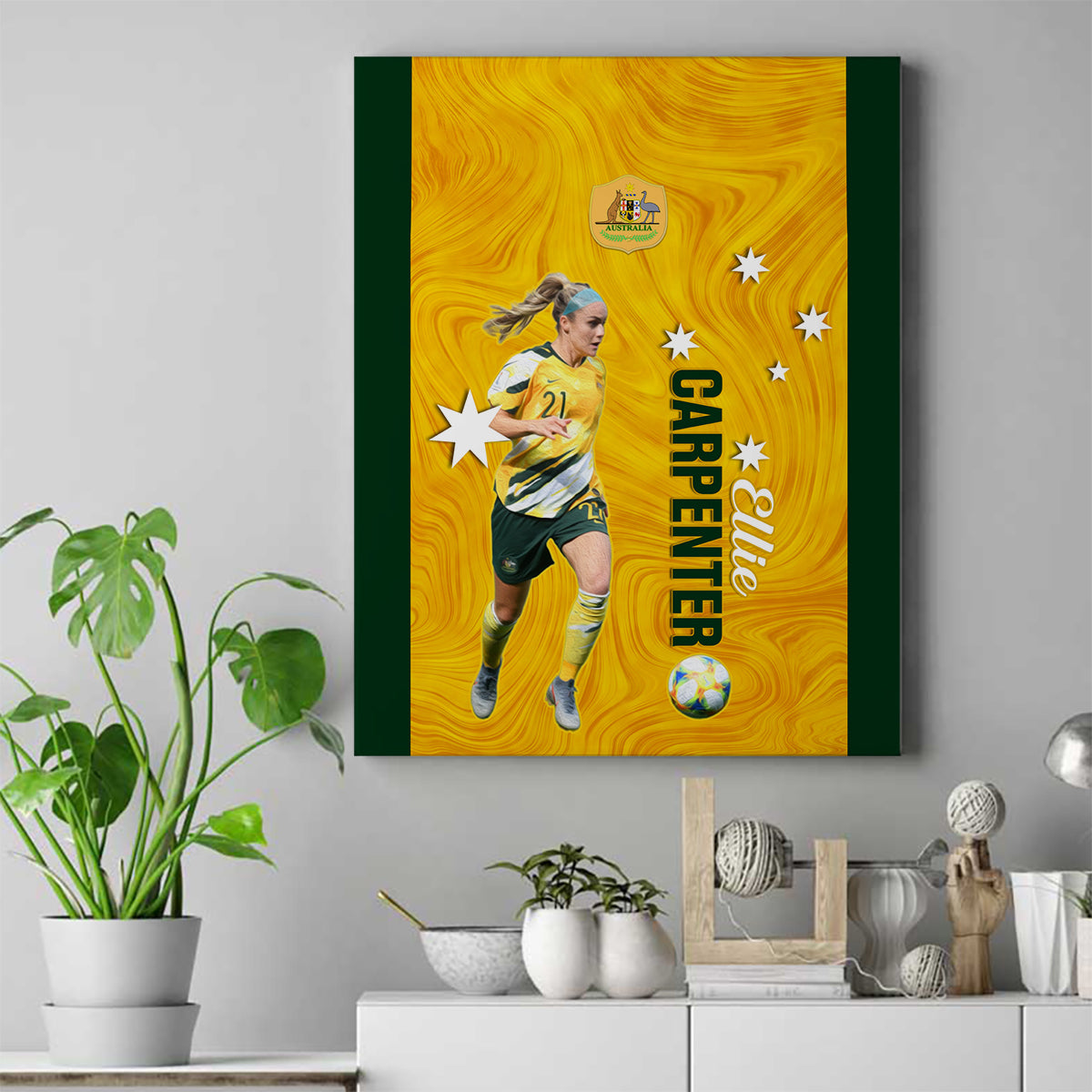 australia-soccer-canvas-wall-art-ellie-carpenter-matildas-gold-version